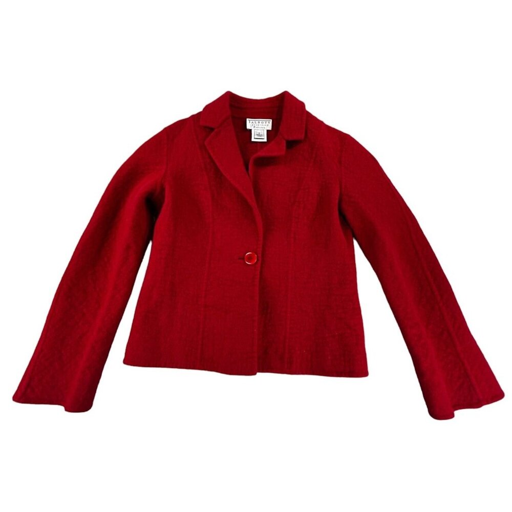 Talbots Collection Petite Red Blazer Jacket Size 2 Wool & Angora